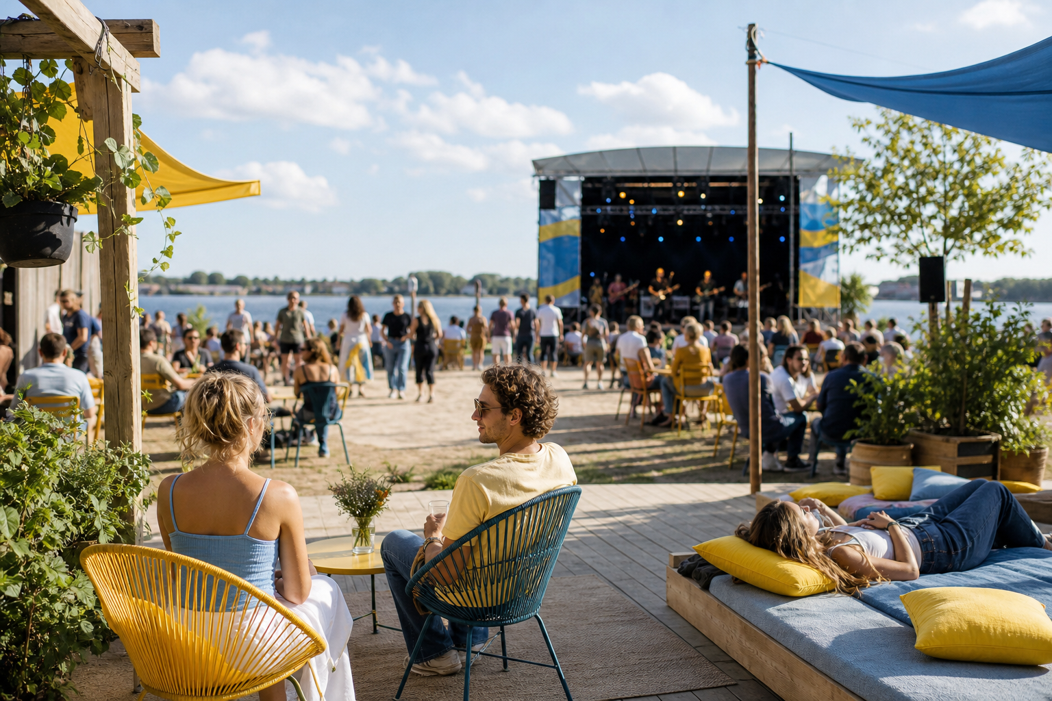 Een concertpubliek met aparte plekken voor dansen, praten en rustig zitten
